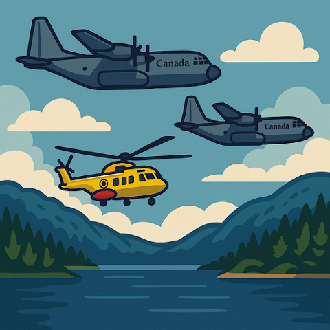 Paudash Lake Flight Tracker aircraft and lake illustration